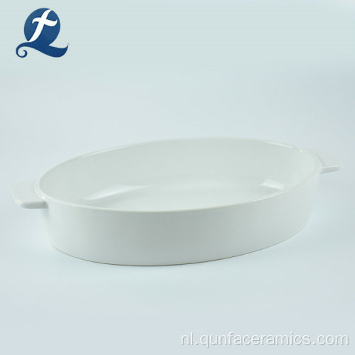 China Wholesale Custom ovale witte keramische broodbakpan met handvat